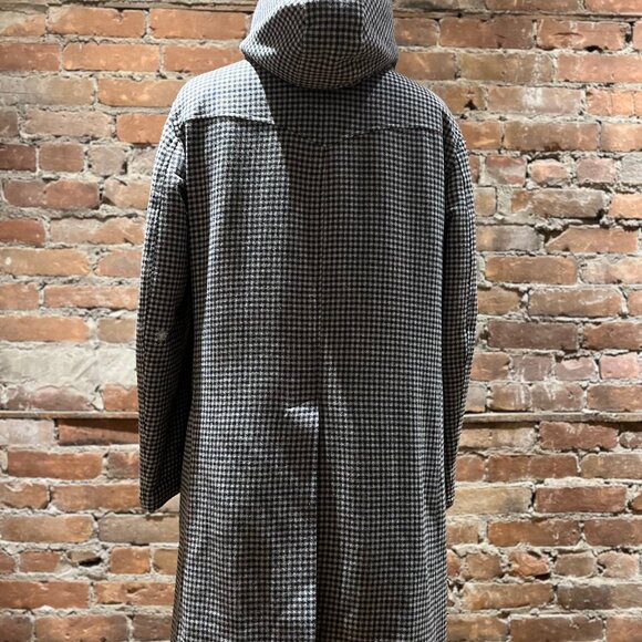 ETRO Milano Wool Blend Houndstooth Coat with Shearling Hood - Picture 8 of 14